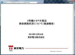 東京電力株式会社　２０１５年１２月２４日
2号機X-6ペネ周辺
除染実施状況について（経過報告）